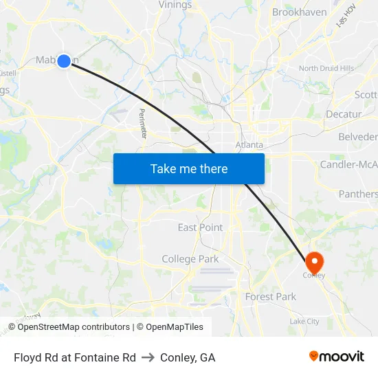 Floyd Rd at Fontaine Rd to Conley, GA map