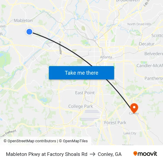 Mableton Pkwy at Factory Shoals Rd to Conley, GA map