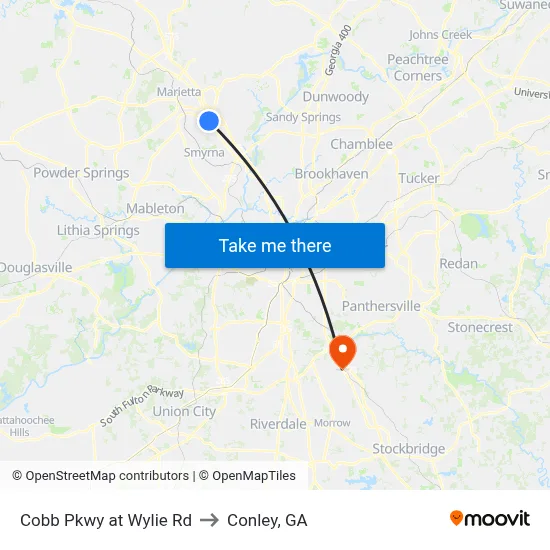 Cobb Pkwy at Wylie Rd to Conley, GA map