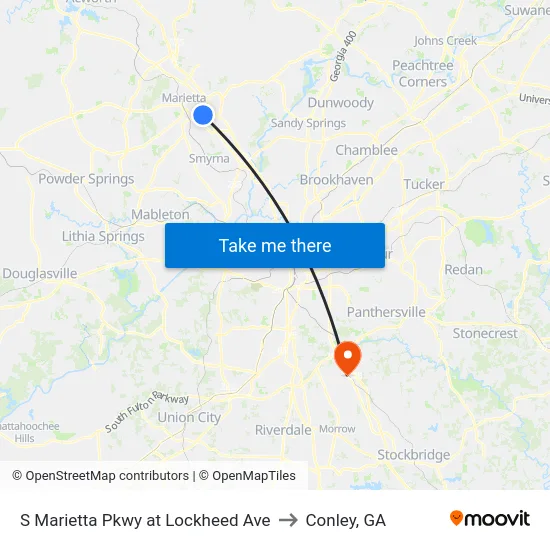 S Marietta Pkwy at Lockheed Ave to Conley, GA map