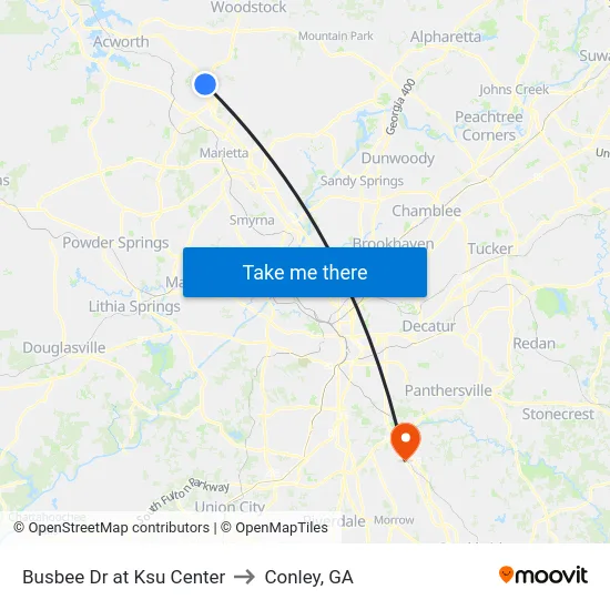 Busbee Dr at Ksu Center to Conley, GA map