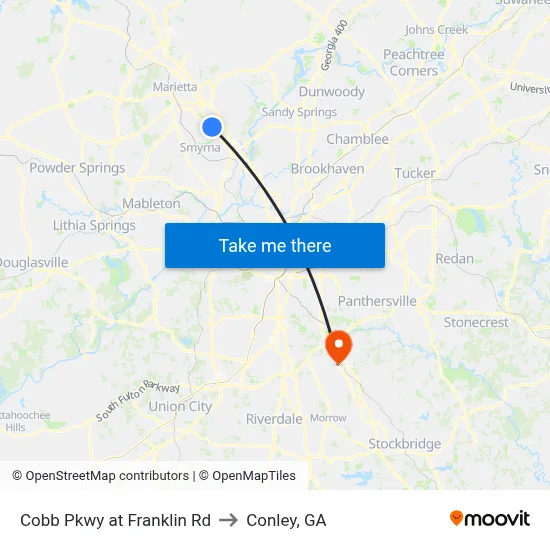 Cobb Pkwy at Franklin Rd to Conley, GA map