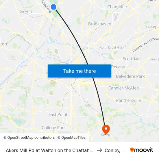 Akers Mill Rd at Walton on the Chattahoo to Conley, GA map