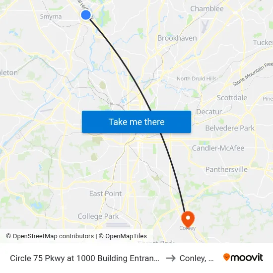 Circle 75 Pkwy at 1000 Building Entrance to Conley, GA map