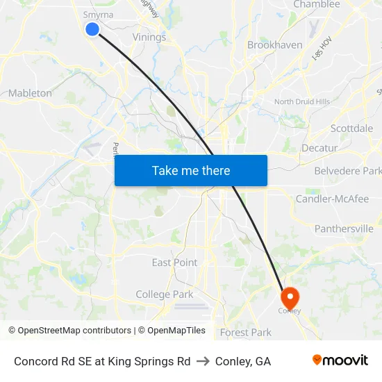Concord Rd SE at King Springs Rd to Conley, GA map