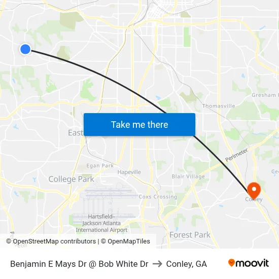Benjamin E Mays Dr @ Bob White Dr to Conley, GA map