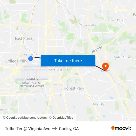 Toffie Ter @ Virginia Ave to Conley, GA map