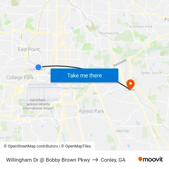 Willingham Dr @ Bobby Brown Pkwy to Conley, GA map