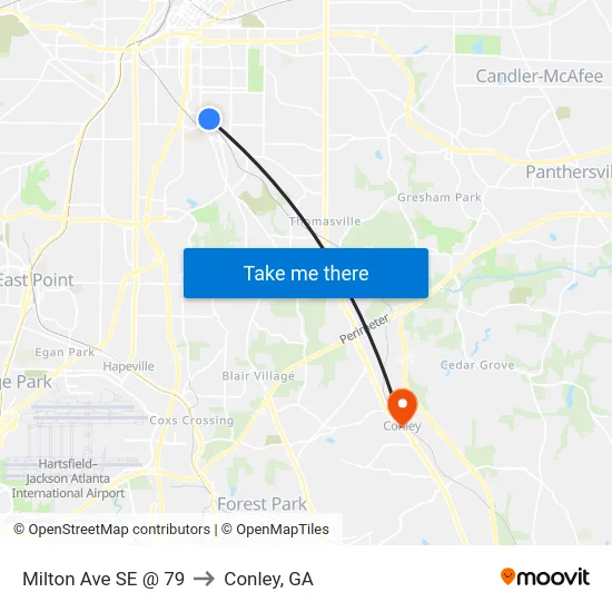 Milton Ave SE @ 79 to Conley, GA map