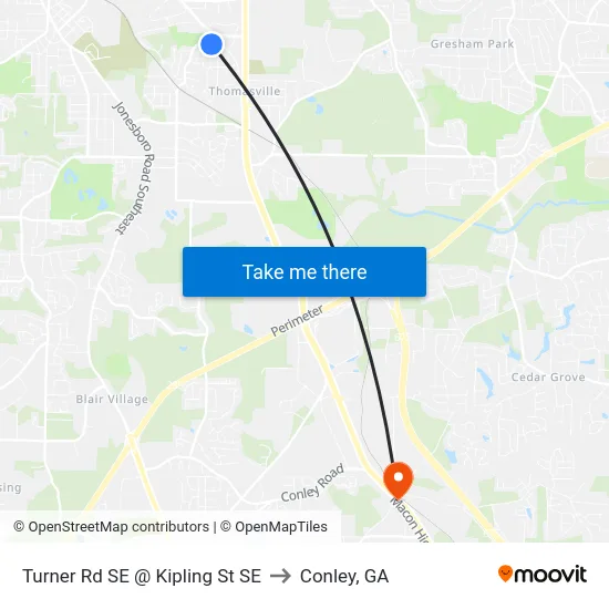 Turner Rd SE @ Kipling St SE to Conley, GA map