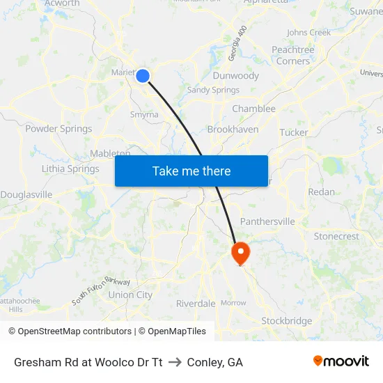 Gresham Rd at Woolco Dr Tt to Conley, GA map