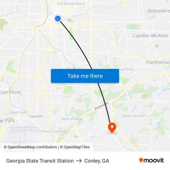 Georgia State Transit Station to Conley, GA map