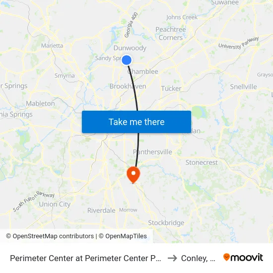 Perimeter Center at Perimeter Center Pkwy to Conley, GA map