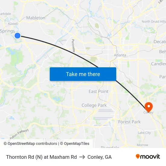 Thornton Rd (N) at Maxham Rd to Conley, GA map
