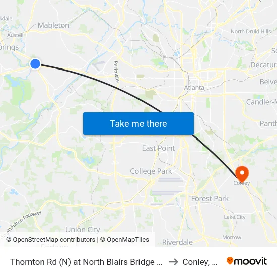 Thornton Rd (N) at North Blairs Bridge Rd to Conley, GA map