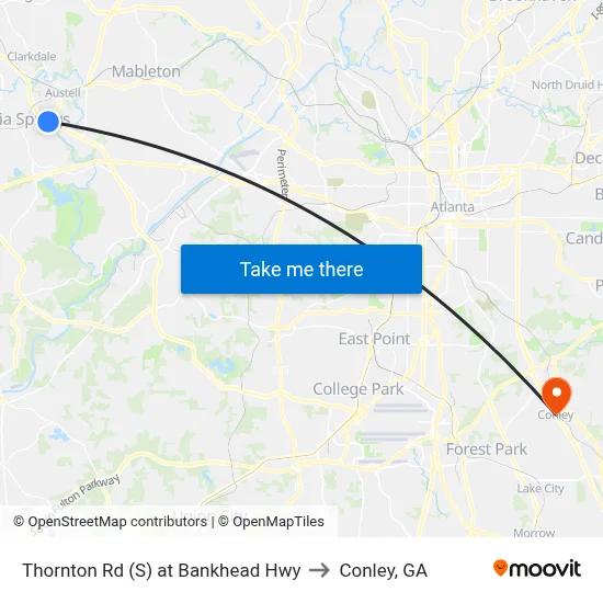 Thornton Rd (S) at Bankhead Hwy to Conley, GA map