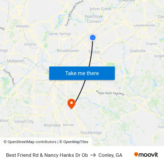 Best Friend Rd & Nancy Hanks Dr Ob to Conley, GA map