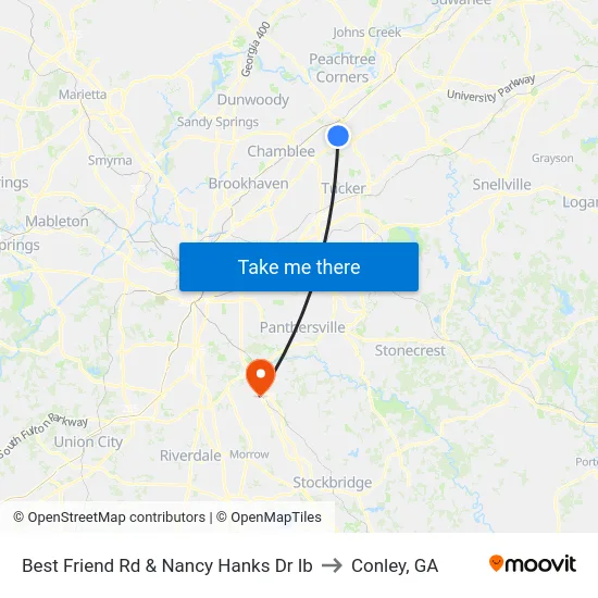 Best Friend Rd & Nancy Hanks Dr Ib to Conley, GA map