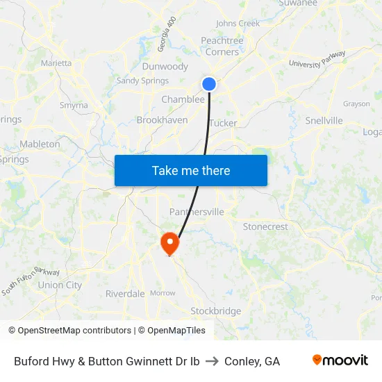 Buford Hwy & Button Gwinnett Dr Ib to Conley, GA map