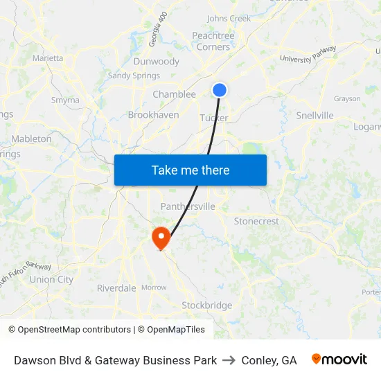 Dawson Blvd & Gateway Business Park to Conley, GA map