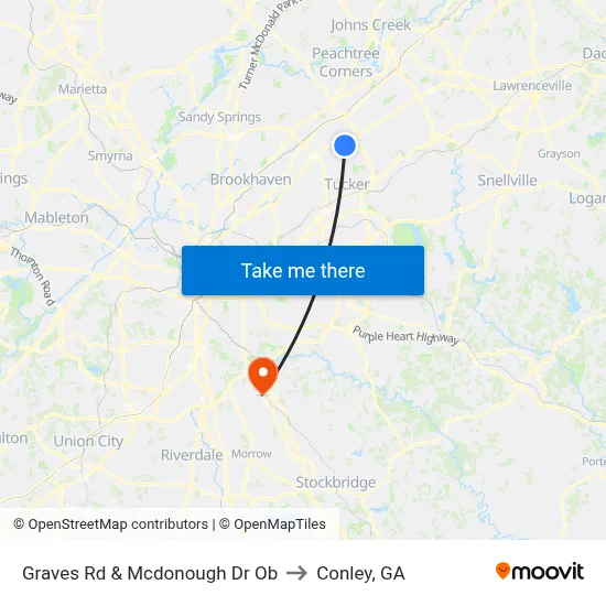 Graves Rd & Mcdonough Dr Ob to Conley, GA map
