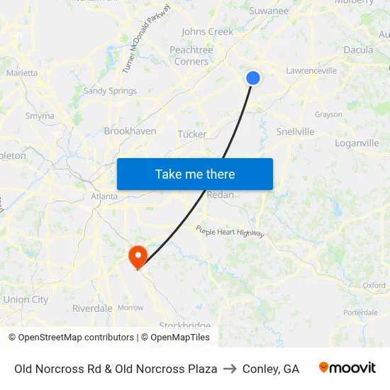 Old Norcross Rd & Old Norcross Plaza to Conley, GA map
