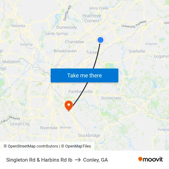 Singleton Rd & Harbins Rd Ib to Conley, GA map