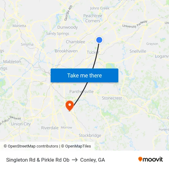 Singleton Rd & Pirkle Rd Ob to Conley, GA map