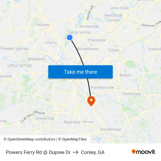 Powers Ferry Rd @ Dupree Dr to Conley, GA map