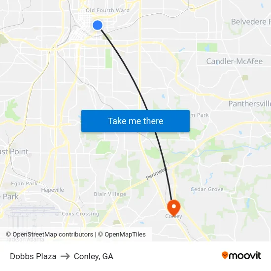 Dobbs Plaza to Conley, GA map