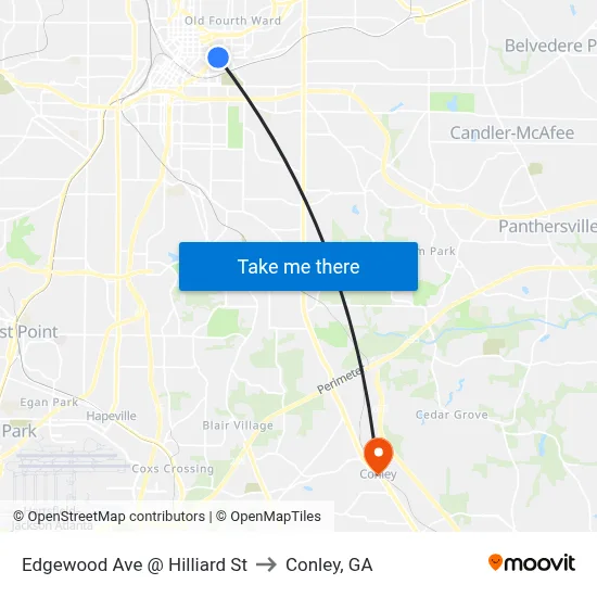 Edgewood Ave @ Hilliard St to Conley, GA map
