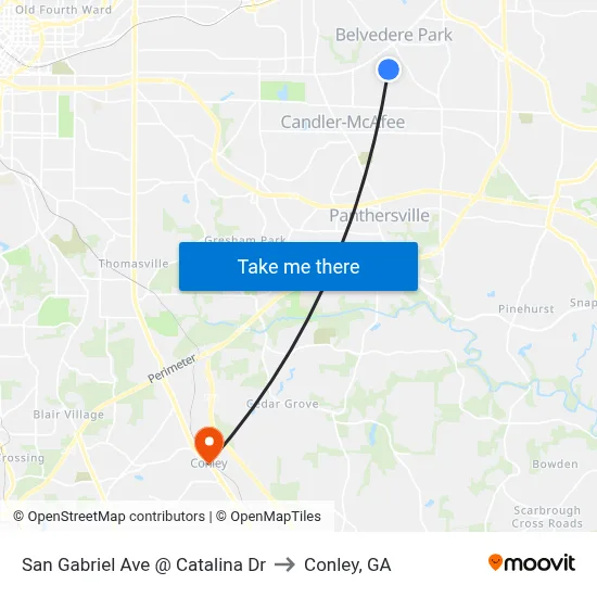 San Gabriel Ave @ Catalina Dr to Conley, GA map