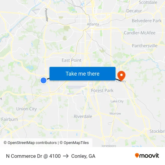 N Commerce Dr @ 4100 to Conley, GA map