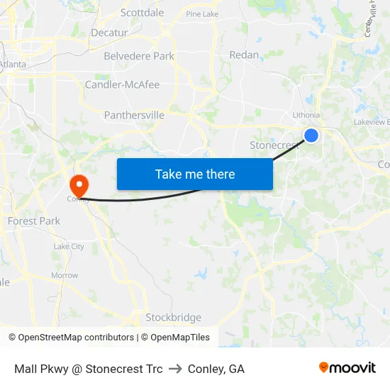Mall Pkwy @ Stonecrest Trc to Conley, GA map