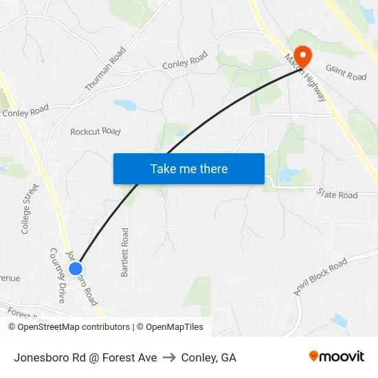 Jonesboro Rd @ Forest Ave to Conley, GA map