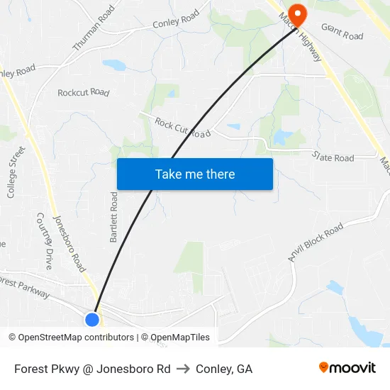 Forest Pkwy @ Jonesboro Rd to Conley, GA map