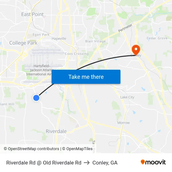 Riverdale Rd @ Old Riverdale Rd to Conley, GA map