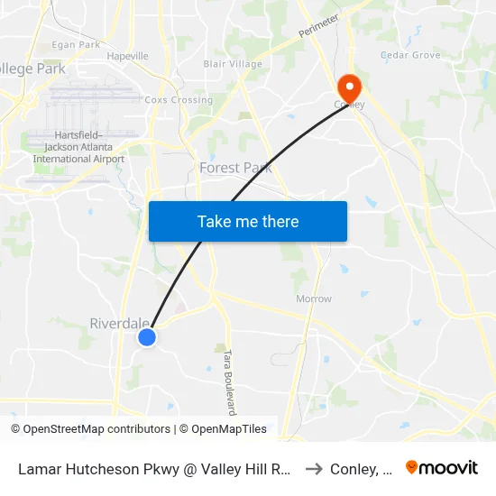 Lamar Hutcheson Pkwy @ Valley Hill Rd SW to Conley, GA map