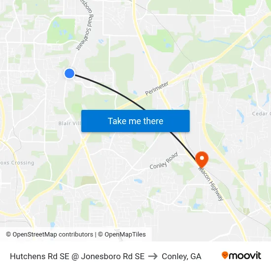 Hutchens Rd SE @ Jonesboro Rd SE to Conley, GA map
