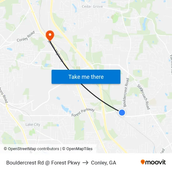 Bouldercrest Rd @ Forest Pkwy to Conley, GA map