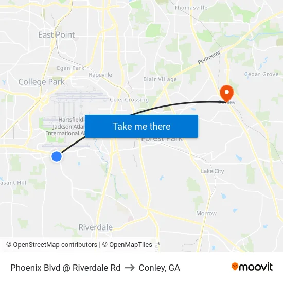 Phoenix Blvd @ Riverdale Rd to Conley, GA map