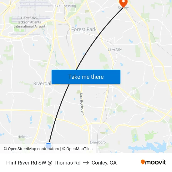 Flint River Rd SW @ Thomas Rd to Conley, GA map