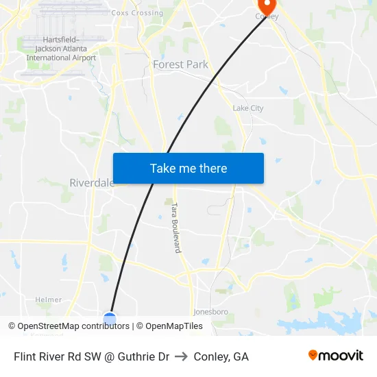 Flint River Rd SW @ Guthrie Dr to Conley, GA map