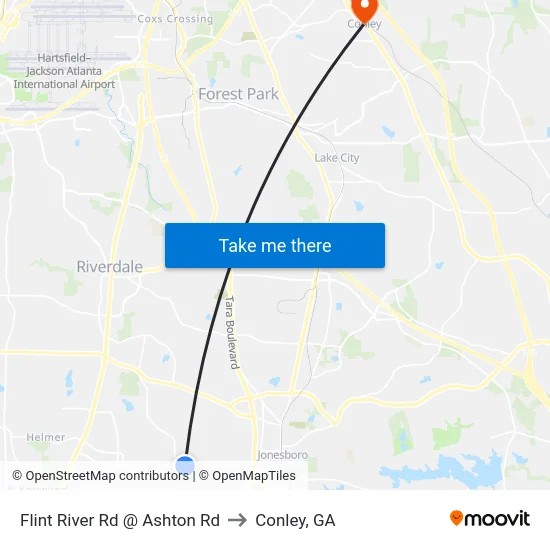 Flint River Rd @ Ashton Rd to Conley, GA map