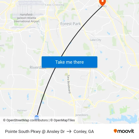 Pointe South Pkwy @ Ansley Dr to Conley, GA map