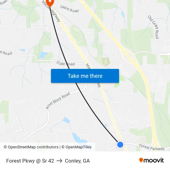 Forest Pkwy @ Sr 42 to Conley, GA map