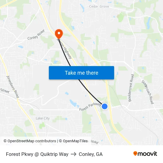 Forest Pkwy @ Quiktrip Way to Conley, GA map