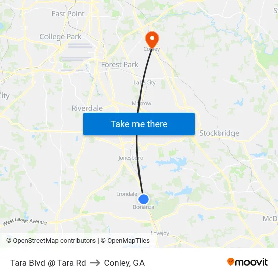 Tara Blvd @ Tara Rd to Conley, GA map