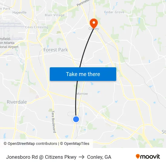 Jonesboro Rd @ Citizens Pkwy to Conley, GA map