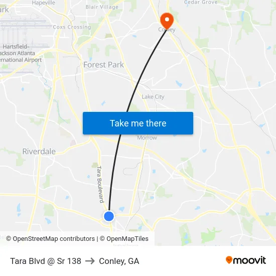 Tara Blvd @ Sr 138 to Conley, GA map